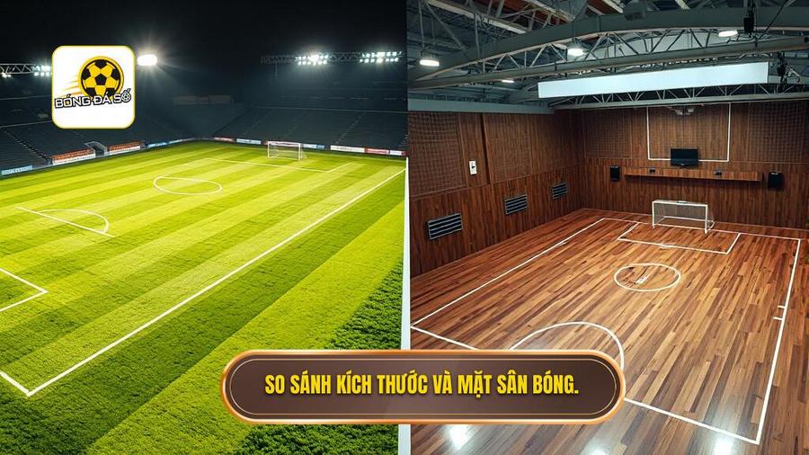 So sánh kích thước và mặt sân bóng.